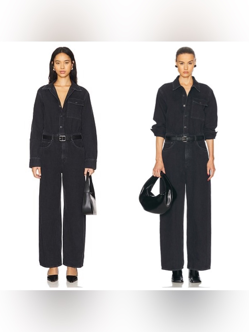 Agolde Tane Denim Jumpsuit Black Small Relaxed Fit Small